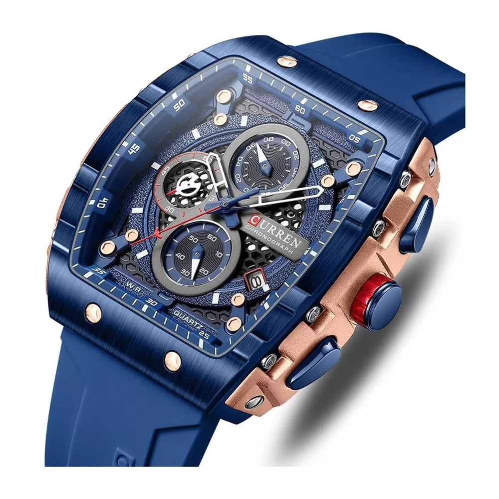 Reloj Curren Chronograph 8442 - Calendario - Correa Silicona tipo Smartwatch - Azul luminoso