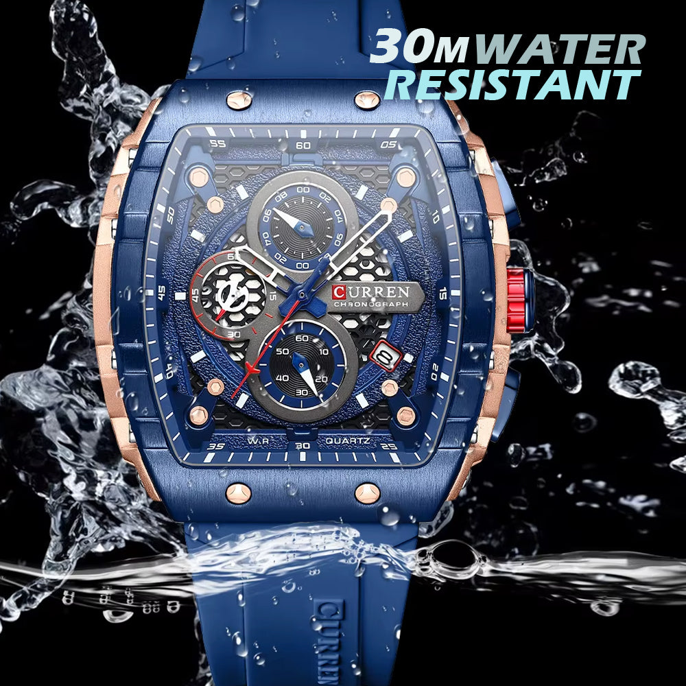 Reloj Curren Chronograph 8442 - Calendario - Correa Silicona tipo Smartwatch - Azul luminoso