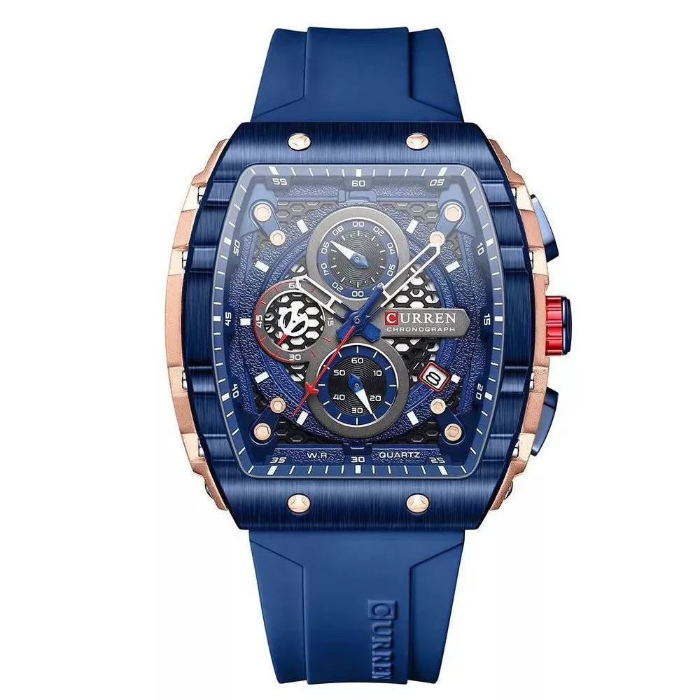Reloj Curren Chronograph 8442 - Calendario - Correa Silicona tipo Smartwatch - Azul luminoso