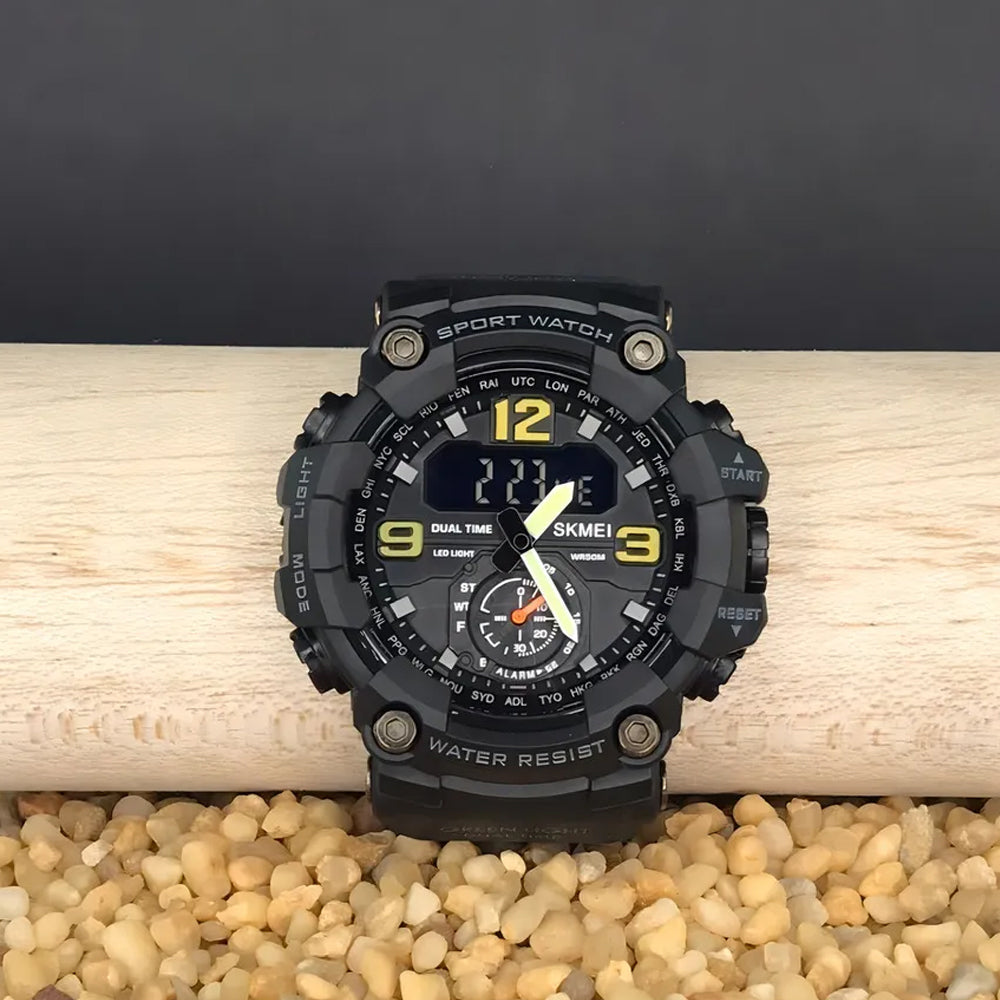 Reloj Skmei 1637 Deportivo Militar negro - Pantalla dual - Resistente al agua 50m