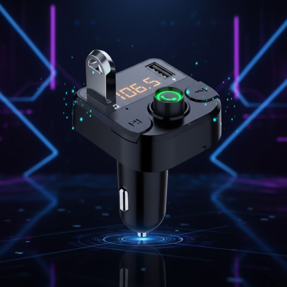 Transmisor FM Bluetooth 5.0 para Auto / Cargador USB-C Rápido y Manos Libres