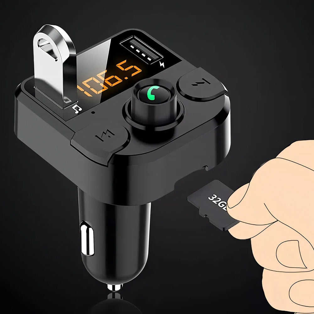 Transmisor FM Bluetooth 5.0 para Auto / Cargador USB-C Rápido y Manos Libres