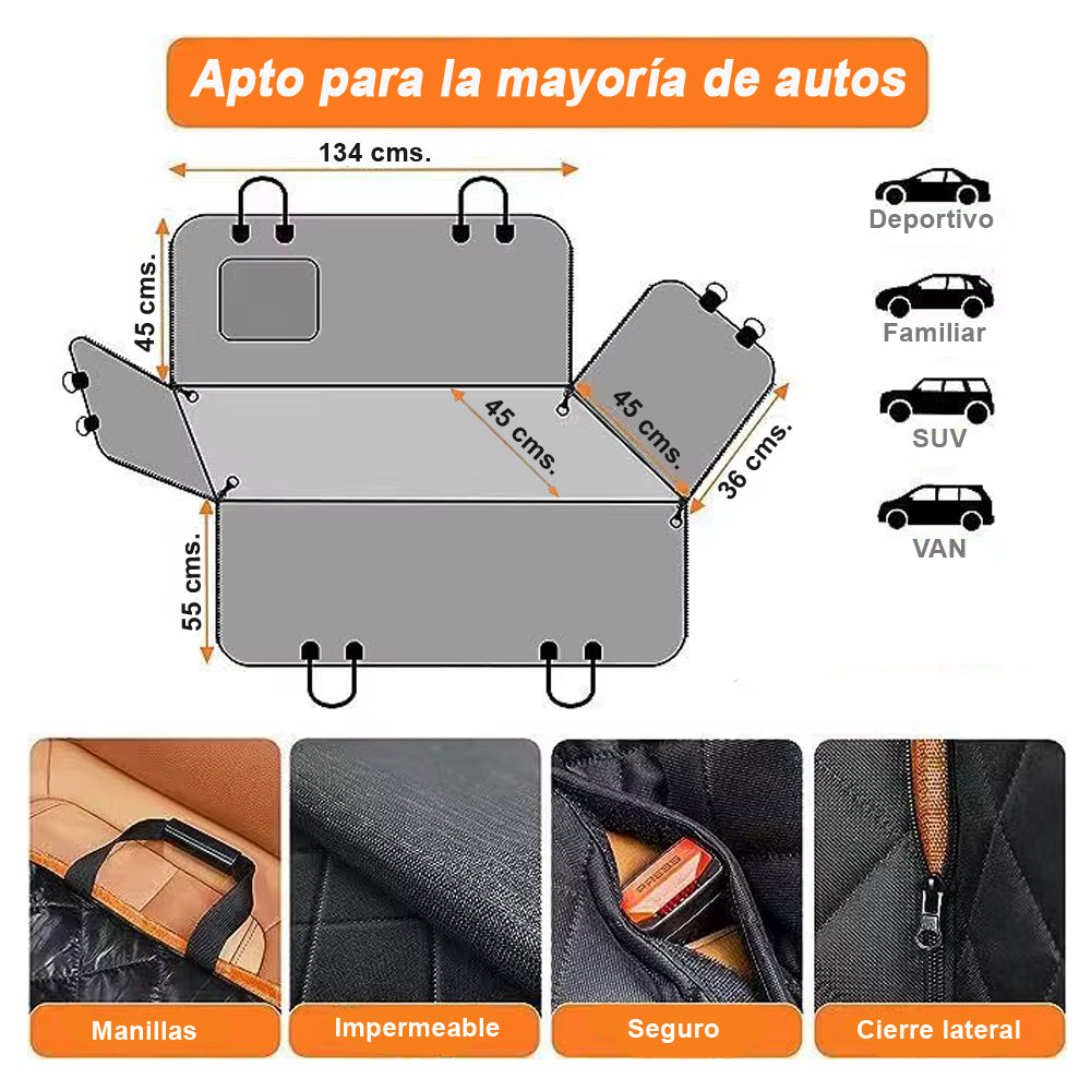 Protector Cubre Asiento Impermeable para Perros viaje en Auto