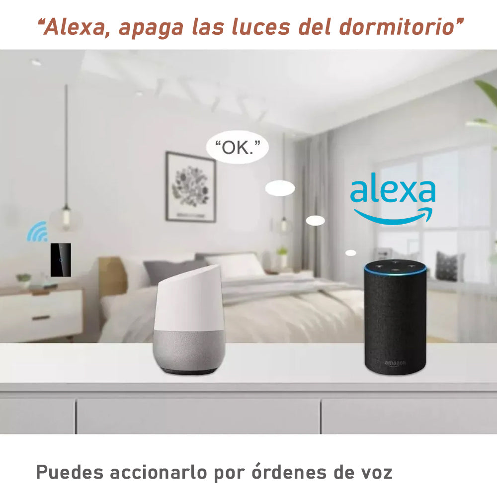 Interruptor Inteligente WiFi Touch - Compatible con Alexa y Google Home - 1 Canal