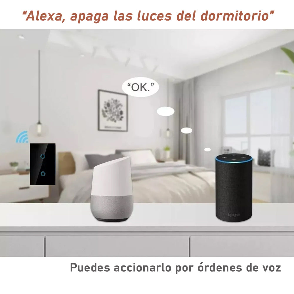 Interruptor Inteligente WiFi Touch - Compatible con Alexa y Google Home - 2 Canales