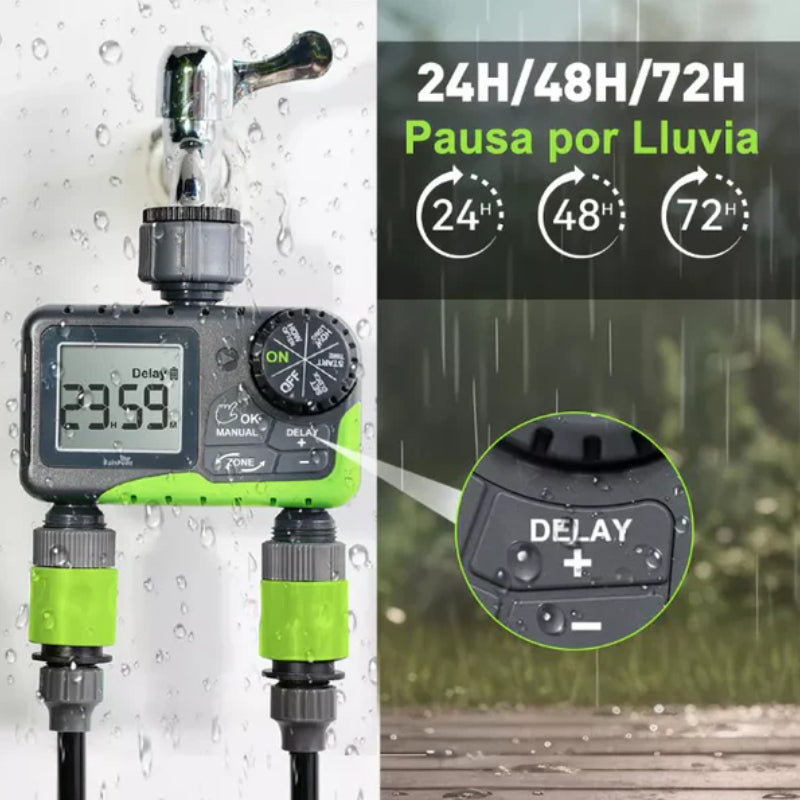 temporizador de riego con pausa para lluvia