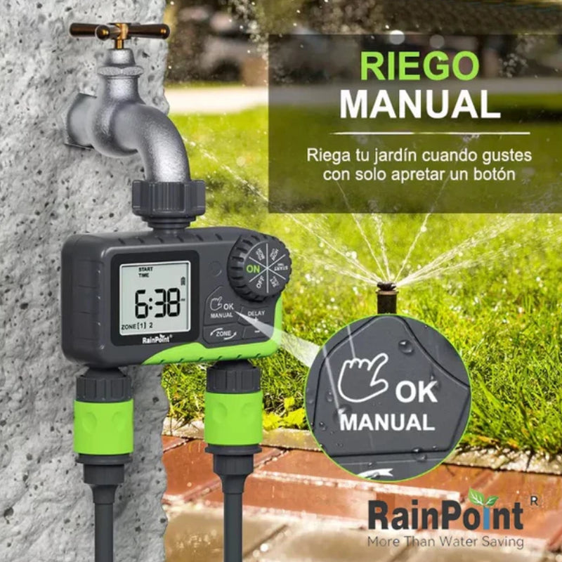 Temporizador de Riego Automático digital - 2 zonas / estaciones
