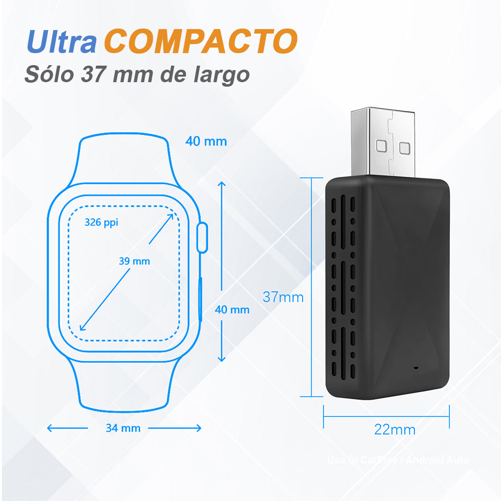Carplay Inalambrico Adaptador mini 2 en 1 - Para radio auto Iphone Android