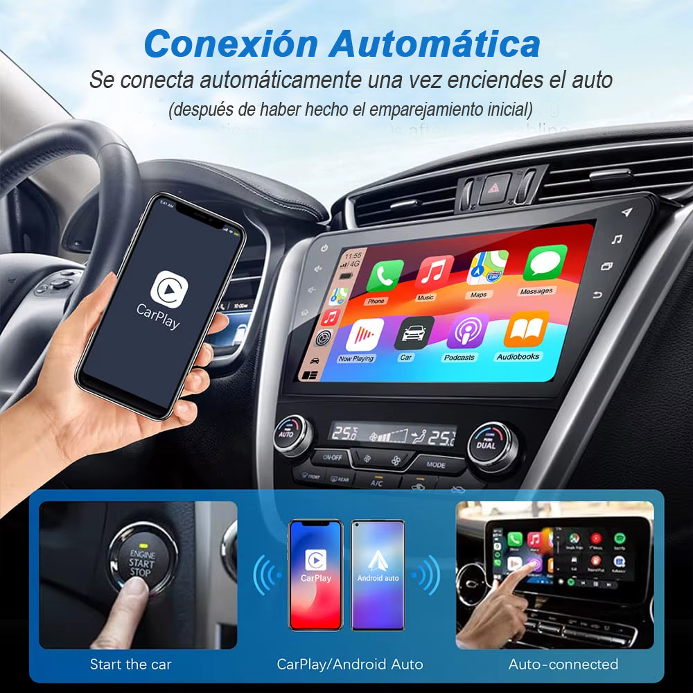 Carplay Inalambrico Adaptador mini 2 en 1 - Para radio auto Iphone Android