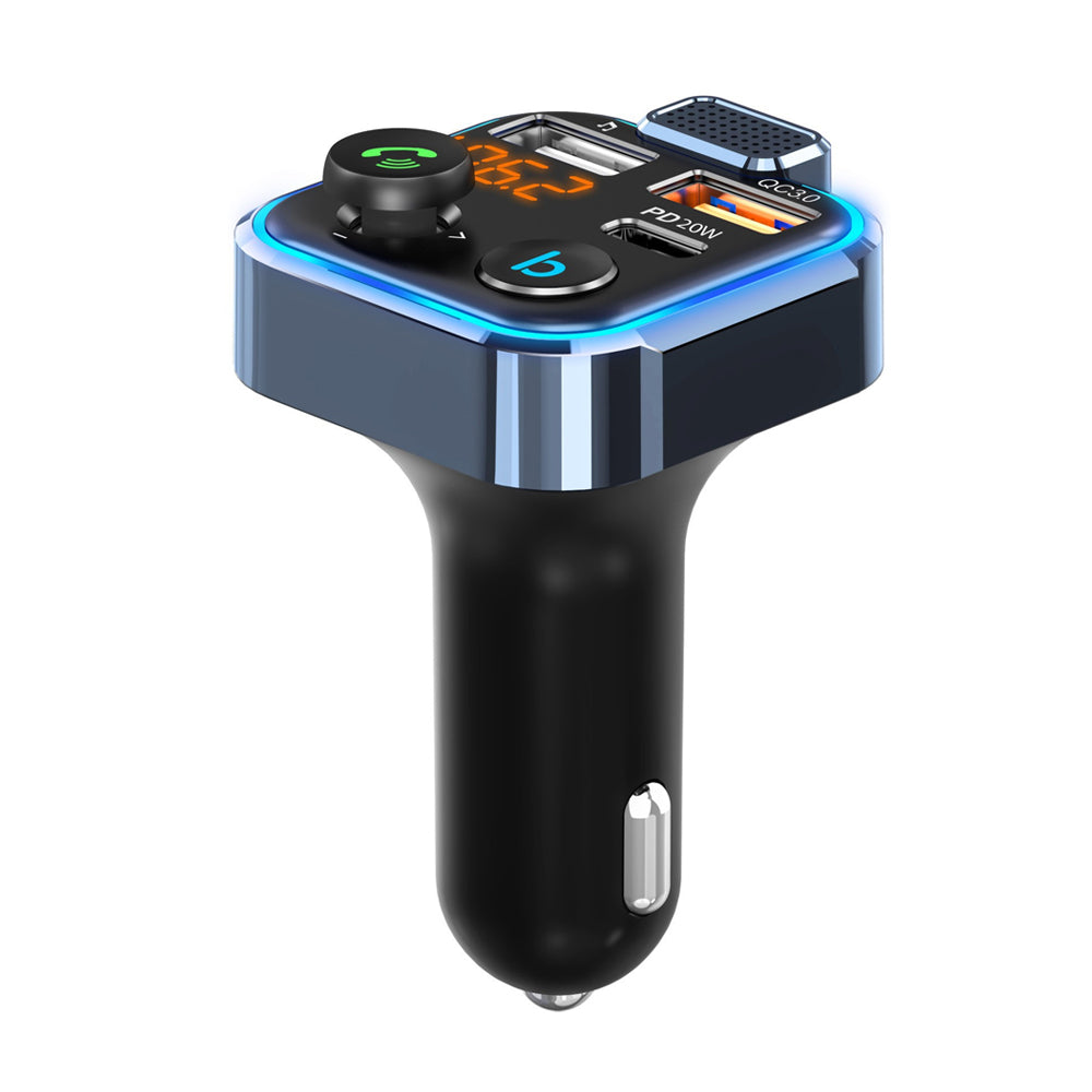 Transmisor FM Bluetooth 5.0 para Auto: Cargador Rápido Tipo C 20W +USB y Manos Libres