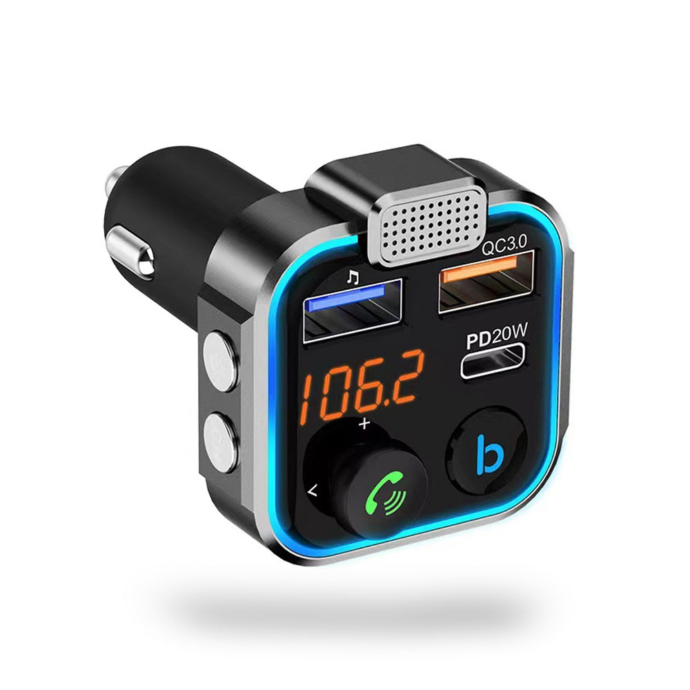 Transmisor FM Bluetooth 5.0 para Auto: Cargador Rápido Tipo C 20W +USB y Manos Libres